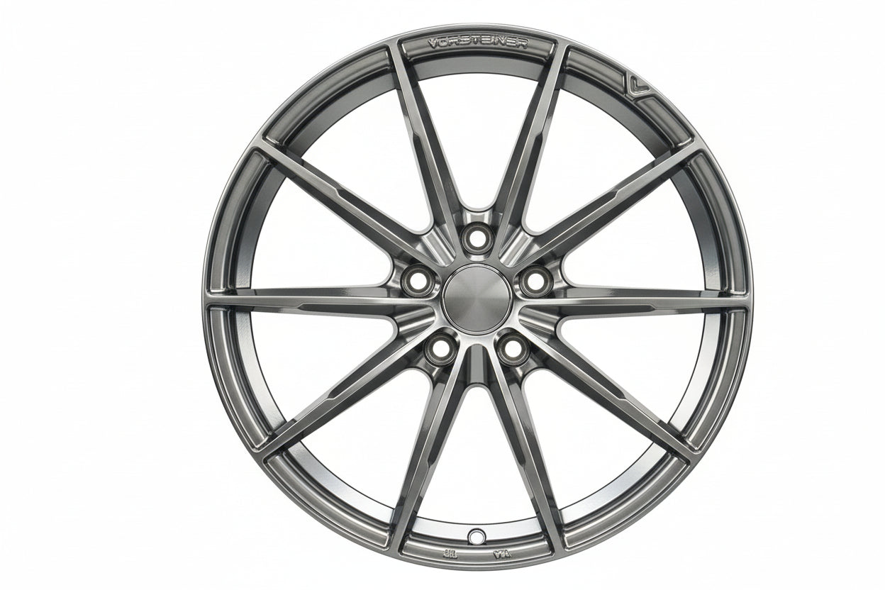 WheelWorkCustoms WWC 515 3-Spoke Performance Flow-Form Wheel in Hyper Black, showing the sleek, aerodynamic design and finish.