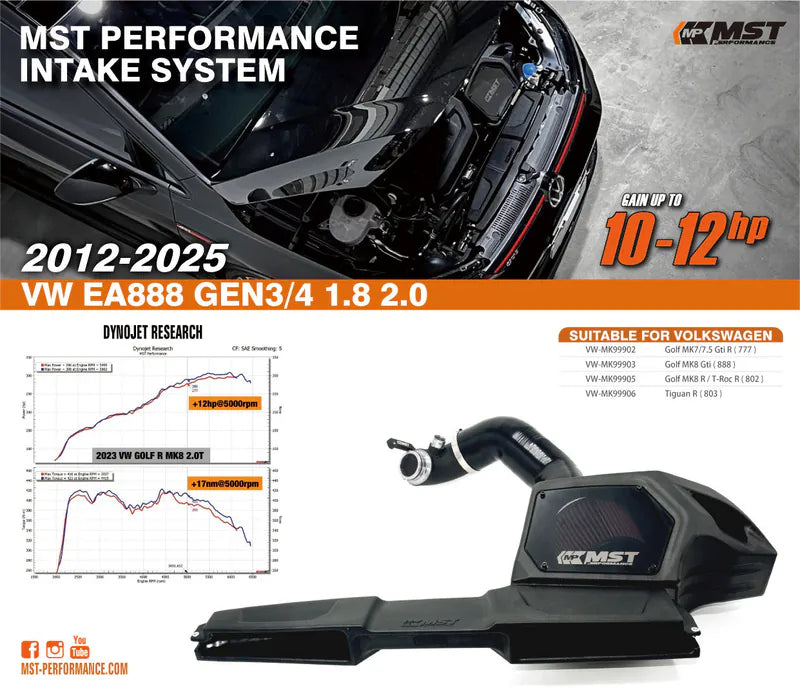 MST VW Golf MK8 GTI EA888 EVO4 245hp Cold Air Intake System (VW-MK99903)
