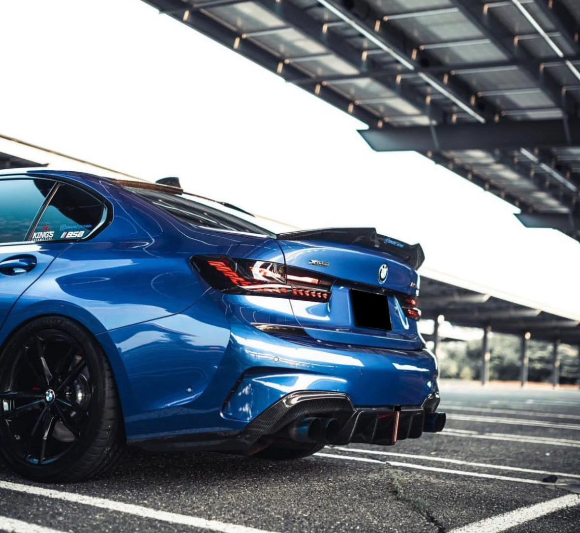 BMW 3 Series G20 Carbon Fibre Rear Diffuser with Lamp Karbel Style (19-22)