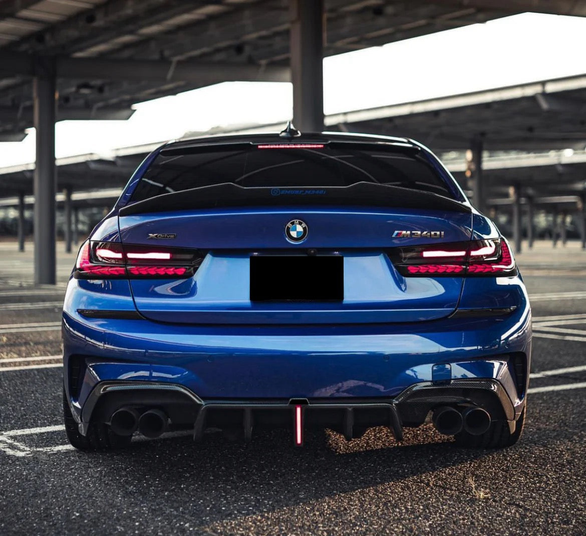 BMW 3 Series G20 Carbon Fibre Rear Diffuser with Lamp Karbel Style (19-22)