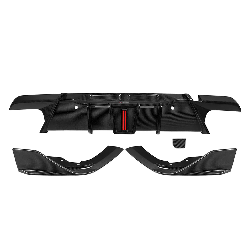 Sooqoo Pre Pregged Dry Carbon Fiber Diffuser for BMW X6M F96 with Brake Light