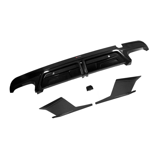 Sooqoo Pre Pregged Dry Carbon Fiber Rear Diffuser for BMW X5M F95 with Brake Light