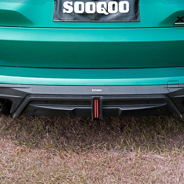 Sooqoo Pre Pregged Dry Carbon Fiber Rear Diffuser for BMW X5M F95 with Brake Light