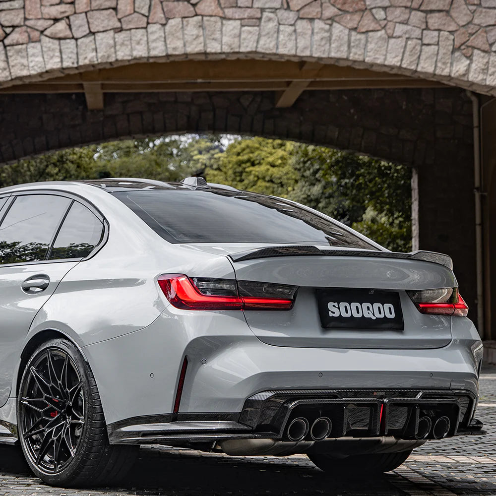 Sooqoo Pre Pregged Dry Carbon Fiber Rear Splitter for BMW M3 G80 G81 2020+