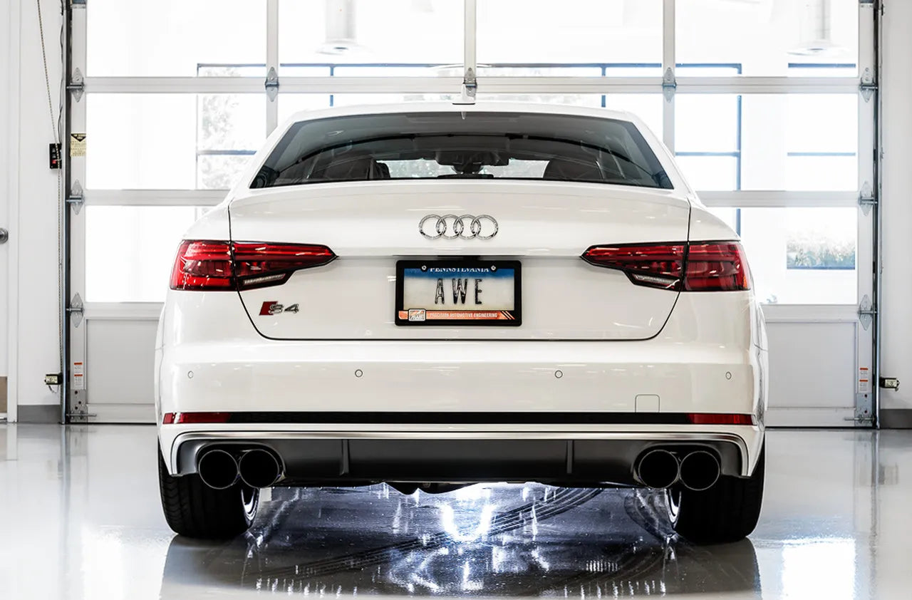 AWE SwitchPath Exhaust for Audi B9 S5 Sportback - Non-Resonated - Diamond Black 102mm Tips Silver 90mm Tips