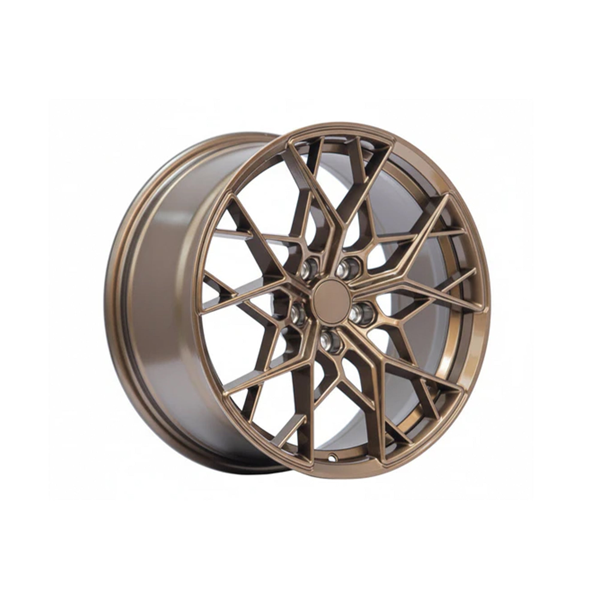 WheelWorkCustoms WWC FF10 multi-spoke flow-form wheel in matte bronze finish, shown in a close-up image.