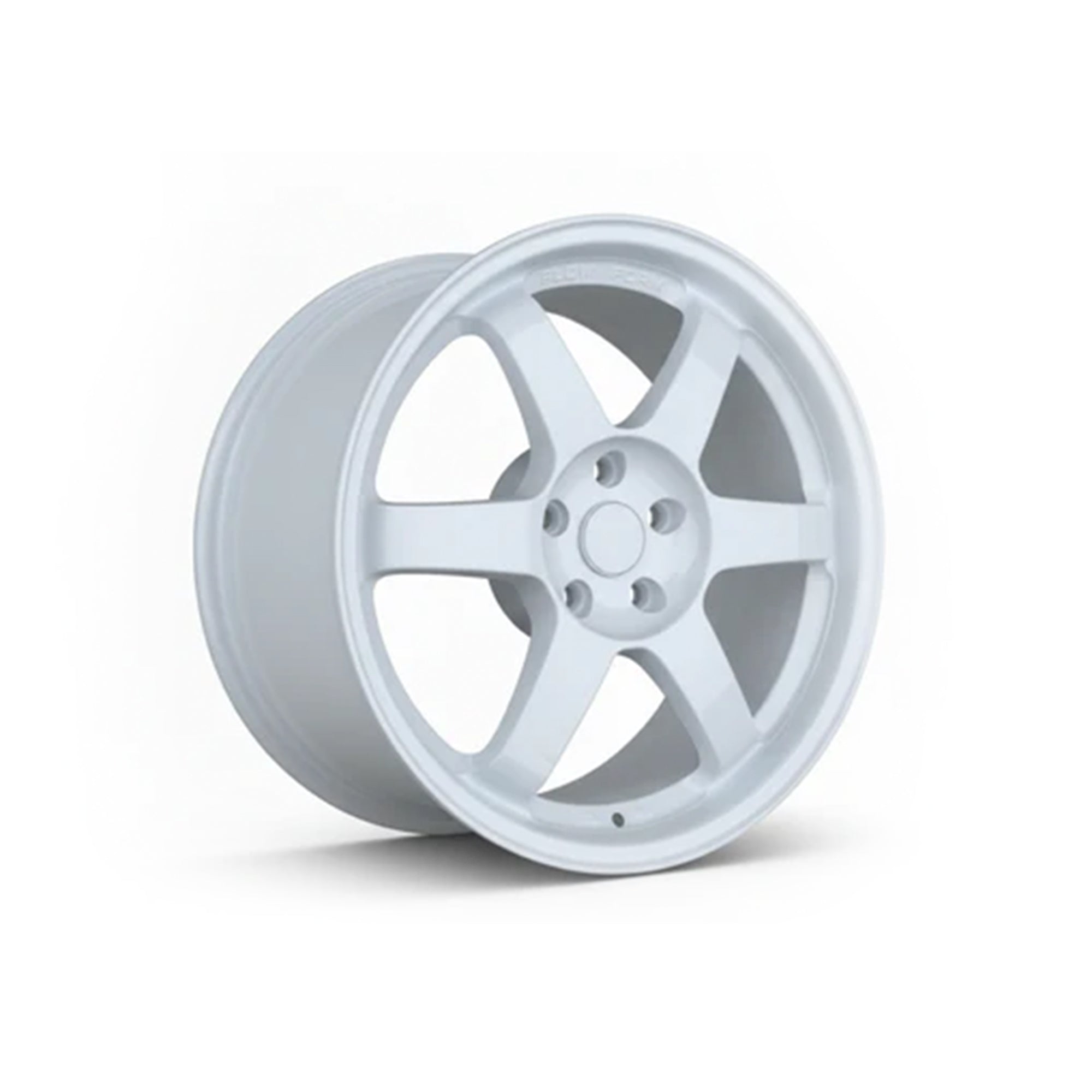 WheelWorkCustoms WWC 509 6-spoke Motorsport Flow-Form Wheel in Champion White, showcasing its sleek design and finish.