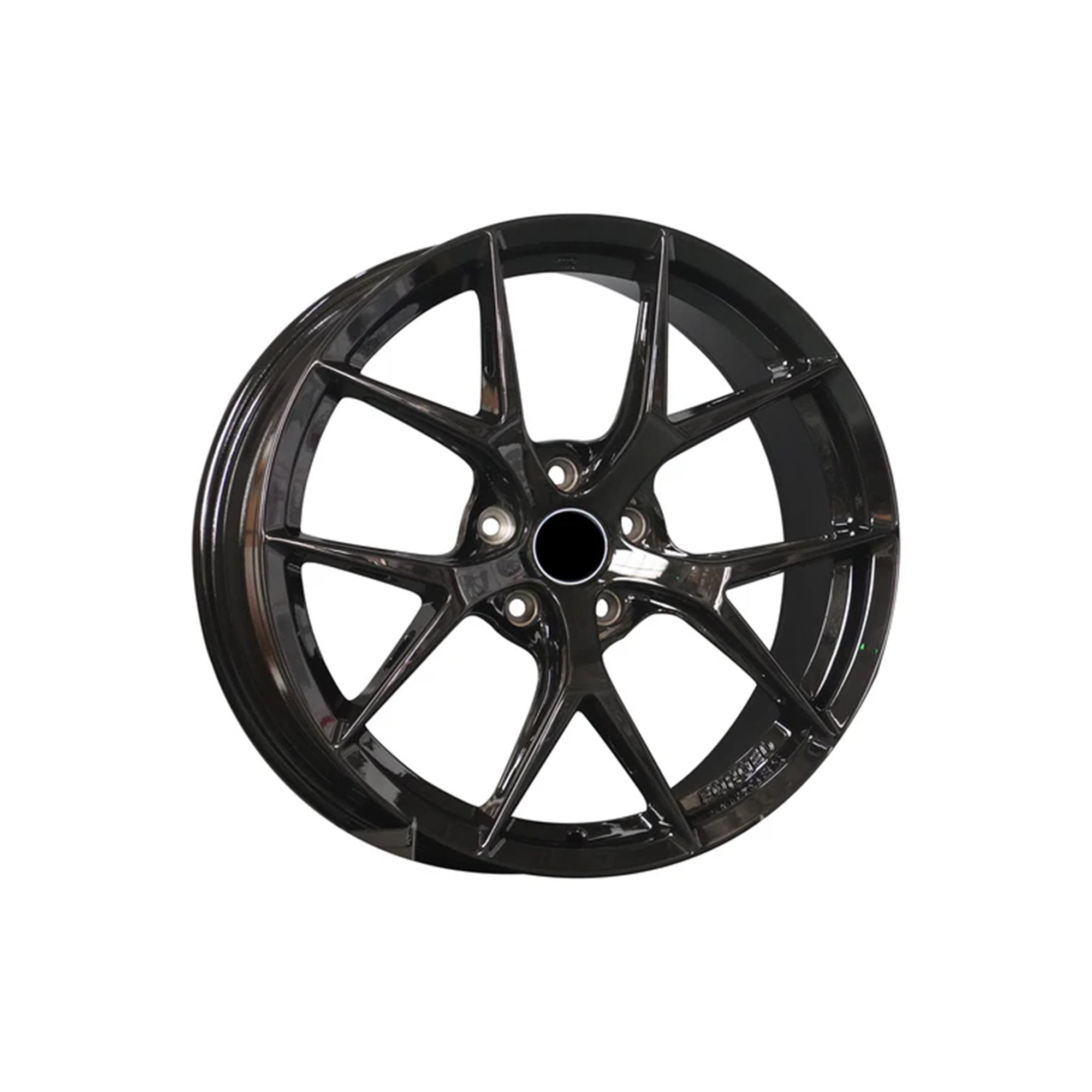 Black WWC FIR deep-dish flow-form wheel by WheelWorkCustoms featuring a bold, modern design with a deep dish rim and intricate spoke pattern.