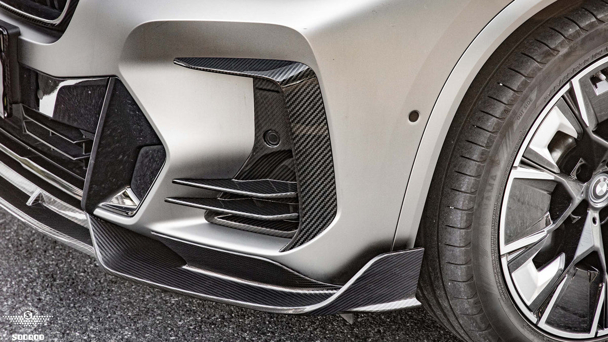 Sooqoo Pre Pregged Dry Carbon Fiber Front Lip for BMW iX3 G08i LCI 2021+