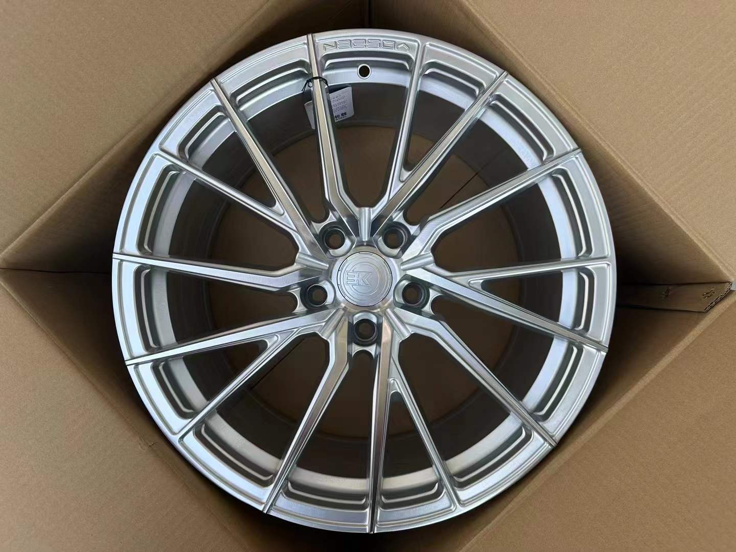 Silver Machined Face WheelWorkCustoms WWC 3S055 Split-Spoke FlowForm wheel with sleek design and polished finish.