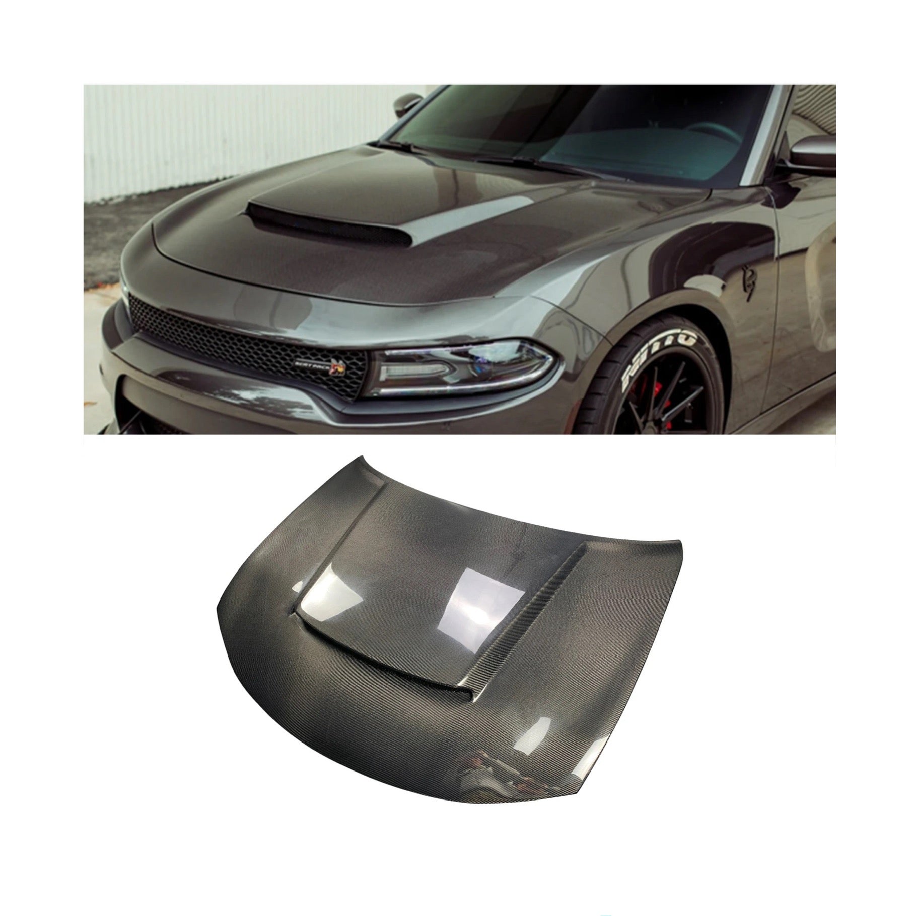 Dodge Charger 2015 - 2023 Carbon Fibre Hood V2 Style - Nine Motorsport