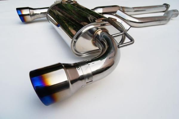 Invidia Q300 Turbo Back Exhaust w/PSR O2 Outlet, Ti Straight Cut Tips - Mitsubishi Evo X - Nine Motorsport